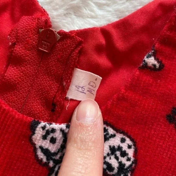 Handmade, Dalmatian Dog Dress, Corduroy, Red - Picture 4 of 4